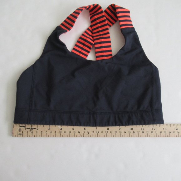 Lululemon 2 Dark Blue with Orange Cross Back Strap Sports Bra Size 2 or XS - Picture 7 of 9